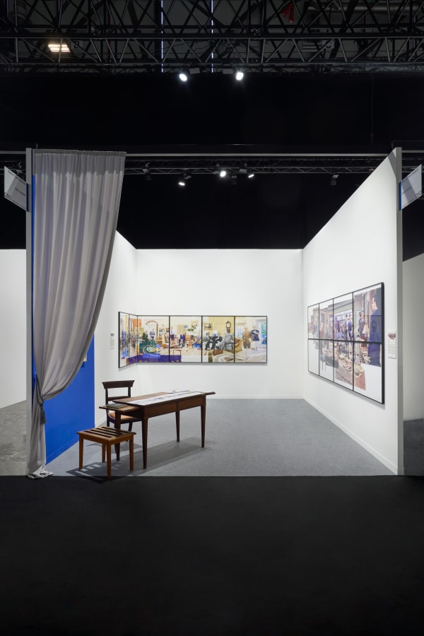 Vue d'exposition Art Geneve 2025 oeuvres d'art Alain Josseau crayon de couleur sur papier