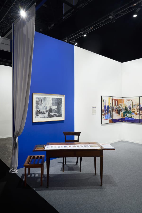 Vue d'exposition Art Geneve 2025 oeuvres d'art Alain Josseau crayon de couleur sur papier