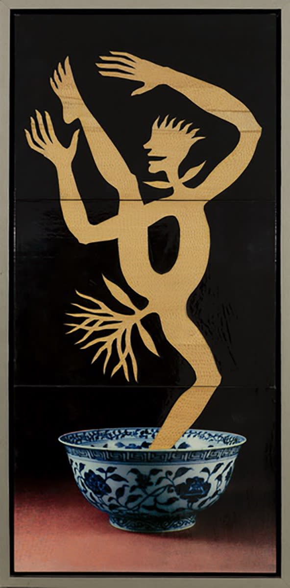 任戎 Ren Rong, 人_植物_青花碗