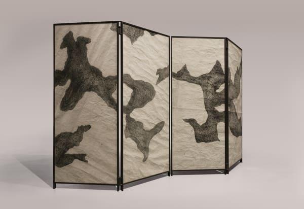 李真 LI CHEN, 古纸 199.3 双联屏屏风