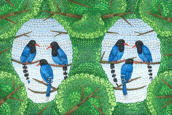 Howard Fonda, Untitled (blue magpies)