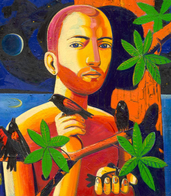 Carlo D’Anselmi, Self Portrait with Blackbirds