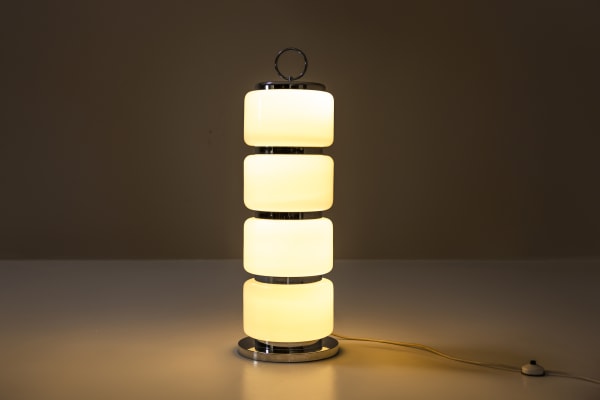 Carlo Nason for Mazzega Floor lamp in Opal Glass, Italy 1960s
