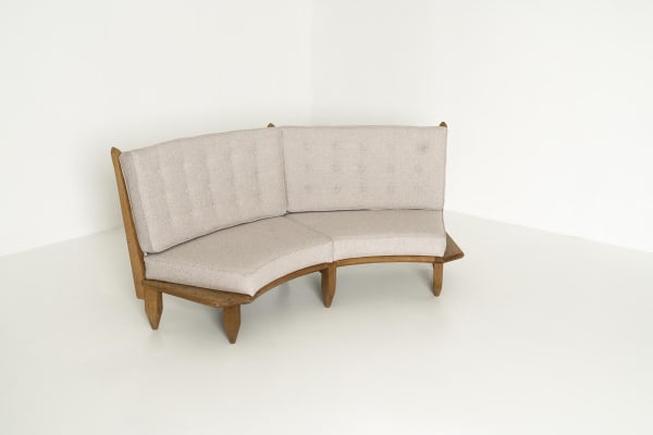 Oak Sofa by Guillerme et Chambron, France 1960s
