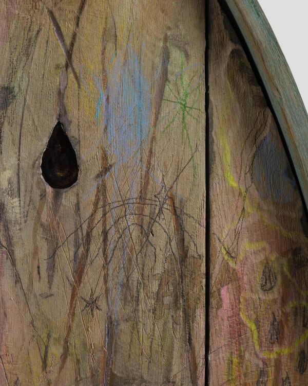 Vladimir Chernyshev The Rooted Rainbow 4 2024 Wood Watercolor Gouache Pastel Pencil 93 X 76 Cm Close Up 2