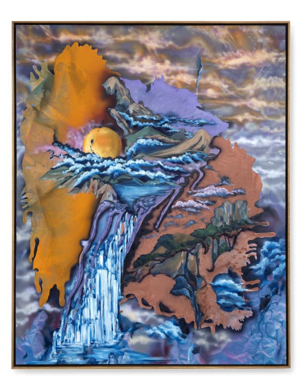 Faizal Yunus Golden Hour, 2024 Signed and dated on verso Oil, automotive paint on canvas 153 x 130 cm