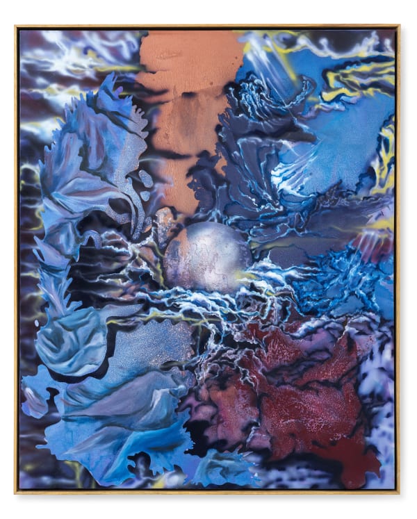 Faizal Yunus If The Moon could Talk, 2024 Signed and dated on verso Oil, automotive paint on canvas 153 x 130 cm