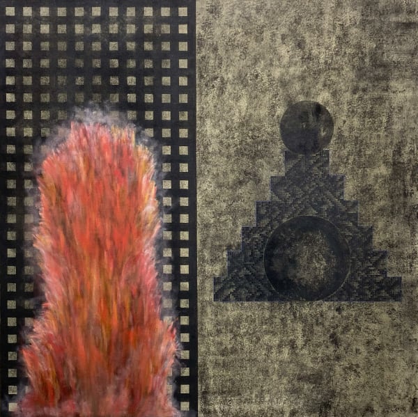 Paul Nickson Atia Shadow of the East, 2019 -2025 Chinese ink, oil, and metallic color pencil on canvas 120 x 120 cm