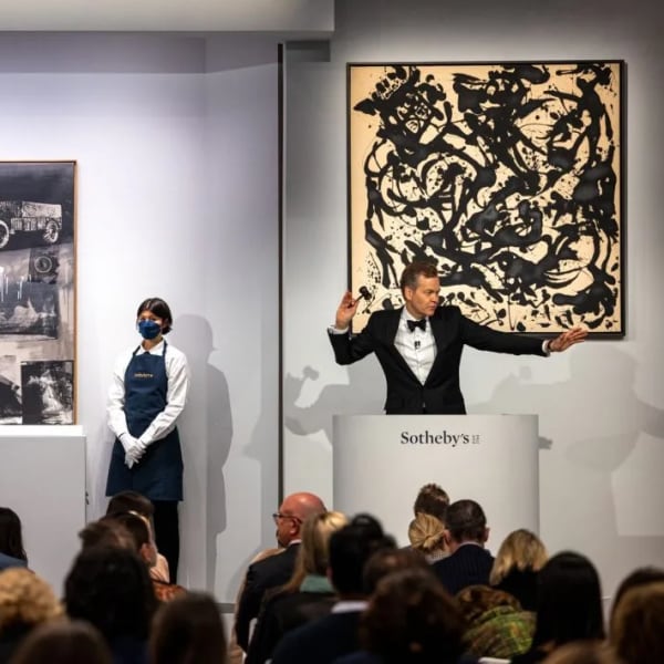 Detail from photo showing Sotheby’s New York headquarters during the Macklowe Collection sale on November 15, 2021. Photo: ARTnews.