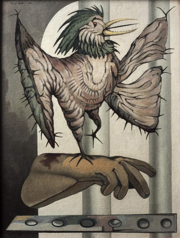 Oscar Mellor (1921-2005), Bird with Falconers Glove, 1964