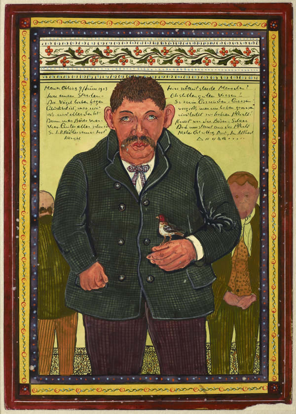 Josef Karl Rädler - Standing Man with Bird, 1913