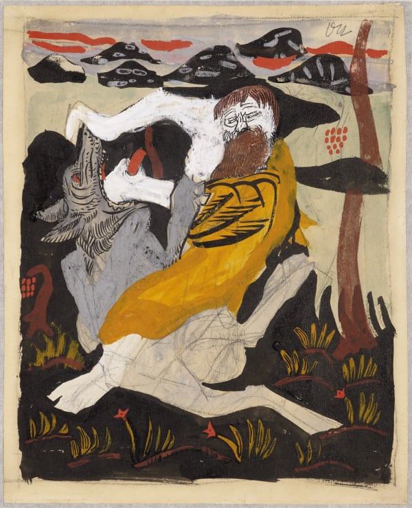 Man fighting with Wolf