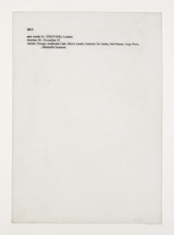 Pietro Roccasalva Cosa sono le nuvole (What the clouds are) 2013 marble, ink 29.7 x 1.9 x 21 cm