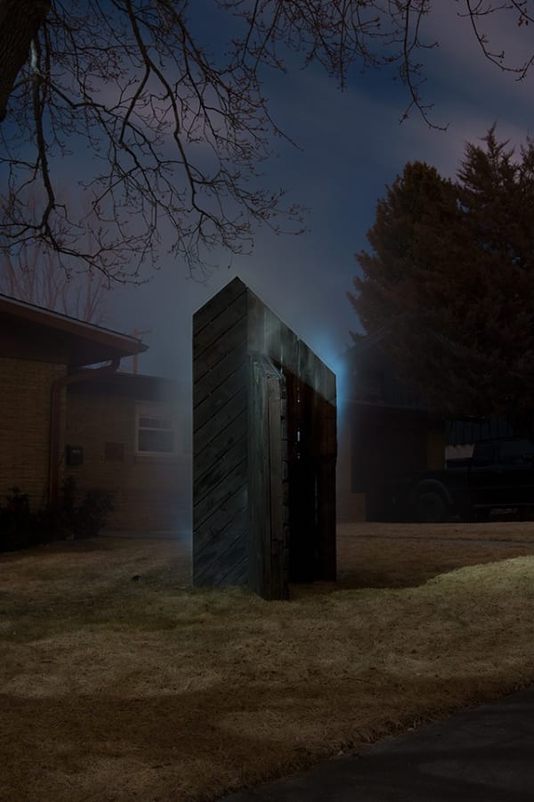 Hehku II, The Yard Colorado Springs, CO 2018, Site-specific installation, charred wood, smoke, 39 x 51 x 71 inch / 100 x 130 x 180 cm Installation view at The Yard, Colorado Springs, CO, United States Hehku II is a site-specific installation standing in a suburban Colorado landscape at The Yard project space. The work reveals the process of charring, though it is unclear if the sculpture is devolving or evolving. The structure is still smoldering from the burning process, but the vapor appears as much like a strange mist as it does smoke, which creates an unknown aspect and an undeniable presence. The Yard is a project space and site for public art run by Jessica Langley and Ben Kingsley in their front yard in the Divine Redeemer neighborhood of Colorado Springs, CO. Coordinates: 38.847596,-104.799216 whatsintheyard.com