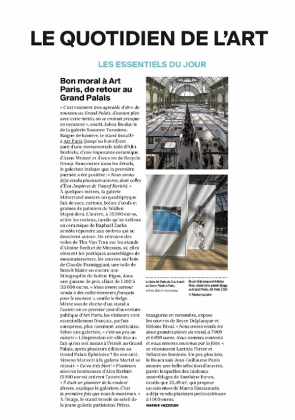 Bon moral à Art Paris, de retour au Grand Palais