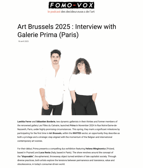 Art Brussels : Interview with Galerie Prima (Paris)