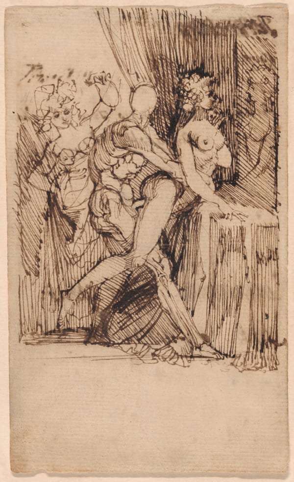 Johann Heinrich Füssli (Zurich 1741 – London 1825), An Erotic Fantasy, c. 1790–1792, pen and brown ink, cm 15 x 9.1 Sold to The Art Institute of Chicago