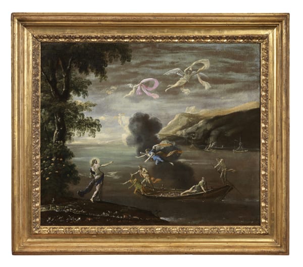 Agostino Tassi ( Rome 1580 - Rome 1644 ) , Coastal view with the call of Peter and ANdrew , 1630- 1635