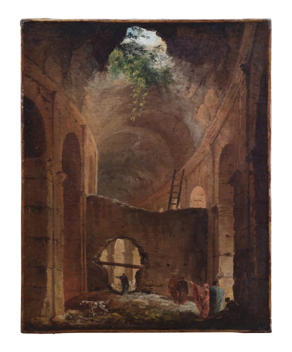 Hubert Robert (Paris 1733 – 1808) , Visitors in the ruins of the Colosseum