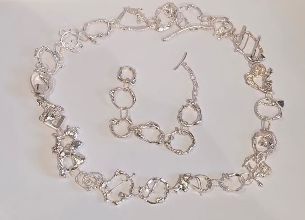 Sharon Cavendish Molten Silver necklace and bracelet