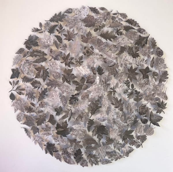 Sue Haskel Steel Moon Mixed Media (Mounted with Museum Glass and box frame) 50 x 50cm £725