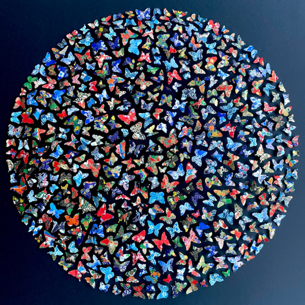 Sue Haskel Washi Butterflies Mixed Media (Mounted with Museum Glass and box frame) 70 x 70cm £1950