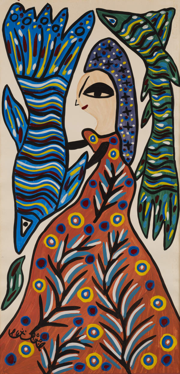 BAYA , Femme aux deux poissons , 1984