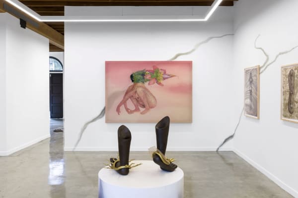 Rajini Perera, installation view of “Dhum Lōkaya (Smoke World)” at Rajiv Menon Contemporary, 2025. Courtesy of Rajiv Menon Contemporary.