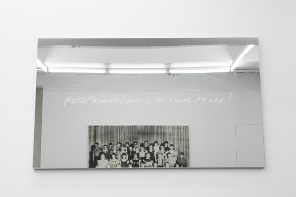 FUCK EVERYBODY = I'M GOING TO BED, 2018 Acid etched mirror 36 x 48 inches