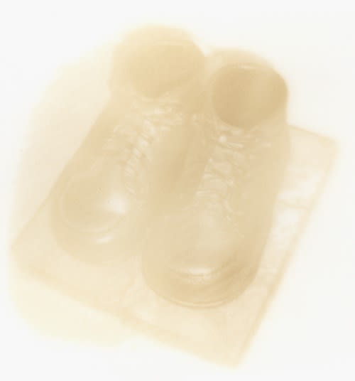 Bronzed Baby Shoes, 2008 Nicotine on paper 20 x 16 inches