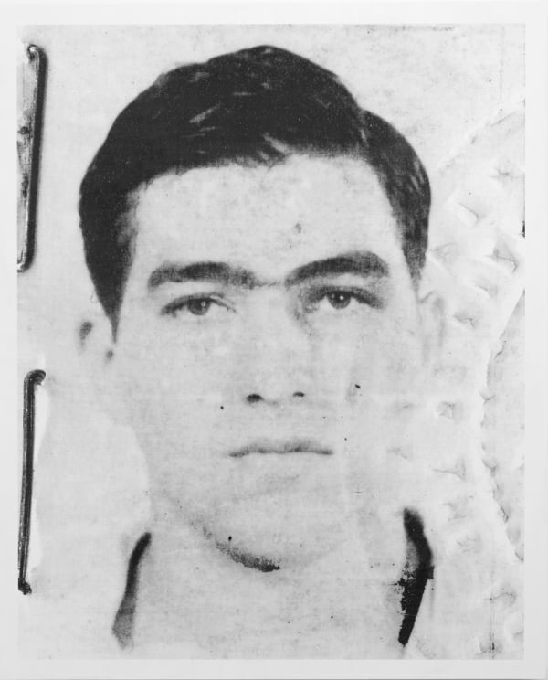 L.M.R., 2013 Graphite, resin and funerary ashes on gessoed panel 50 x 40 inches