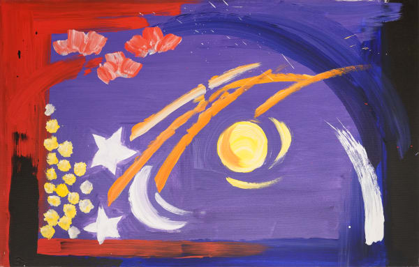 Heather (Anjolu) Umbagai , Moon and stars reflecting on water, 2001