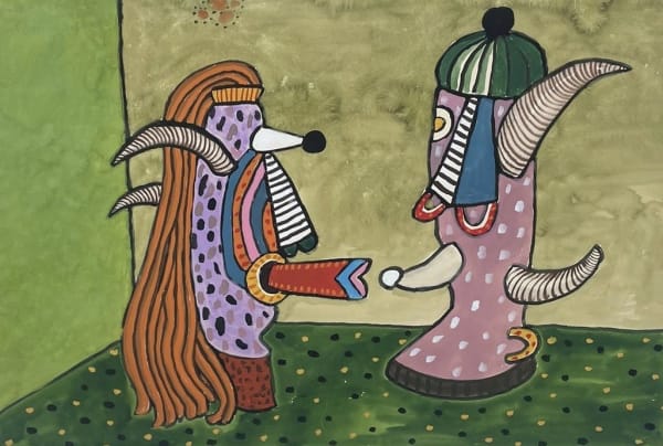 Alan Davie , Studies for a figure mask No.18, 1975