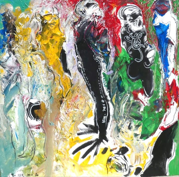 Soly CISSE, Le chien jaune Acryliques et pastels sur toile