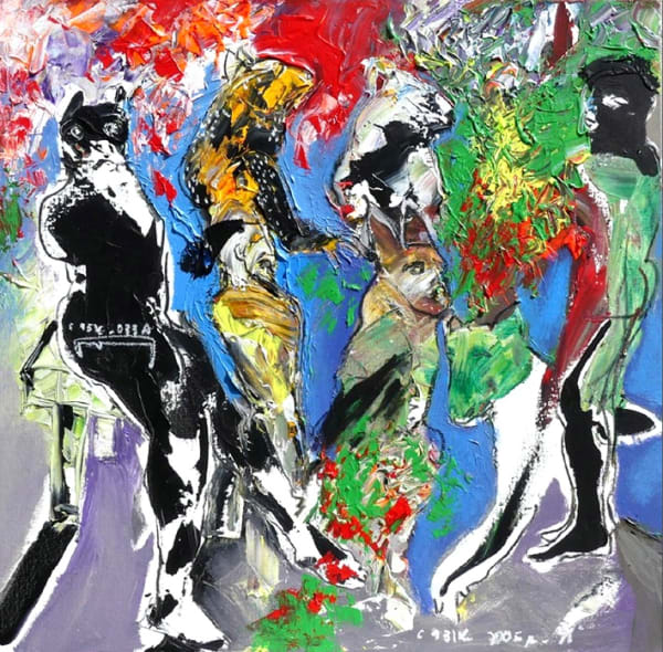 Soly CISSE, Comme un chat noir Acryliques et pastel sur toile