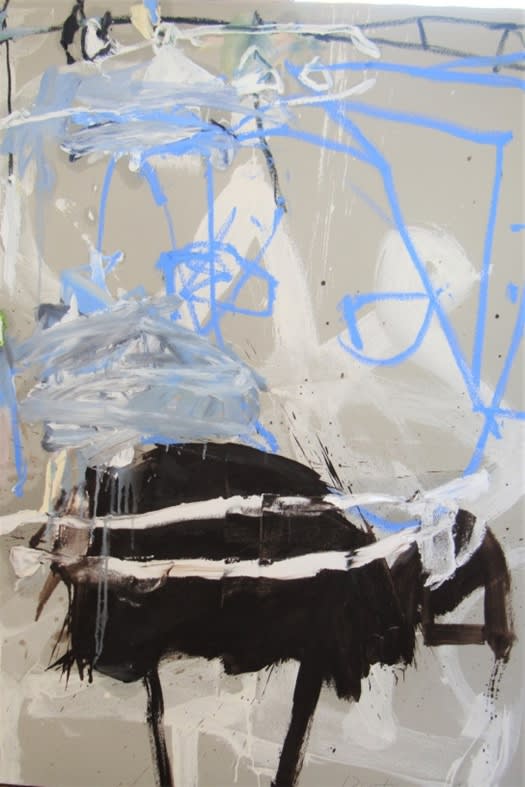 Michèle Destarac, Bim bam boom bleu Huile sur toile