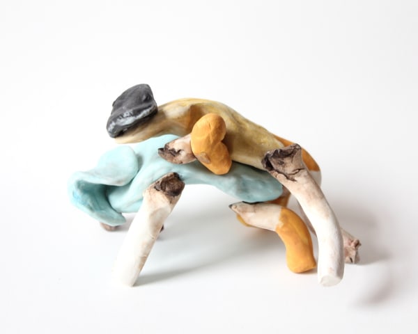 RHRW199396, or, Coupling Rhinos, 2019 Polymer clay, gouache