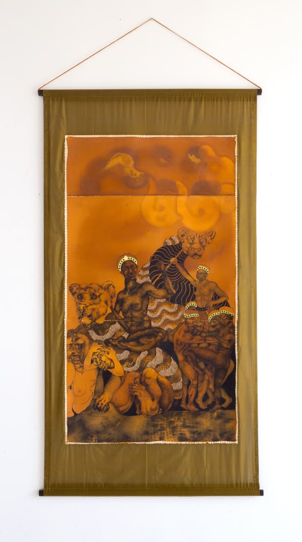 Untitled, 2018 Mixed media on paper and silk