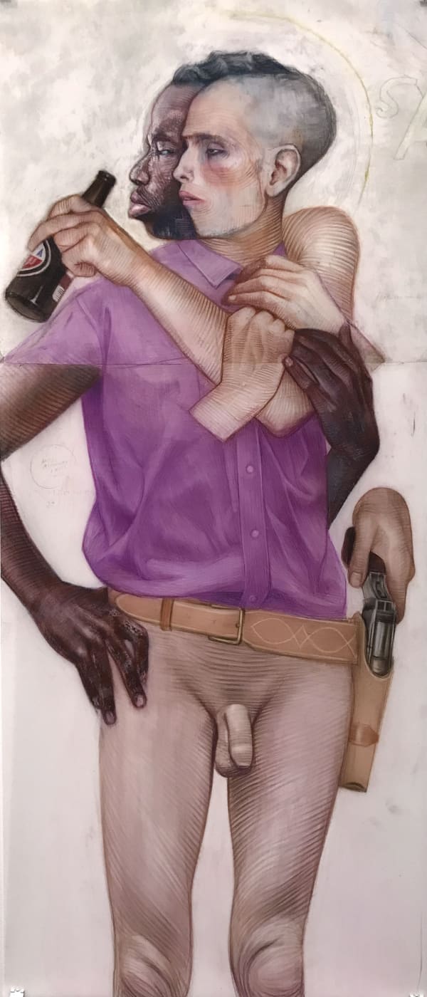 Double Portrait (Amstel), 2017 Watercolor pencil and crayon on mylar