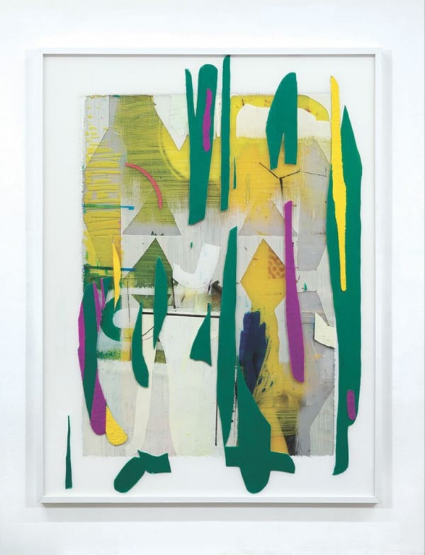 Acrylic, resin and nylon fiber on acrylic panel in wood frame