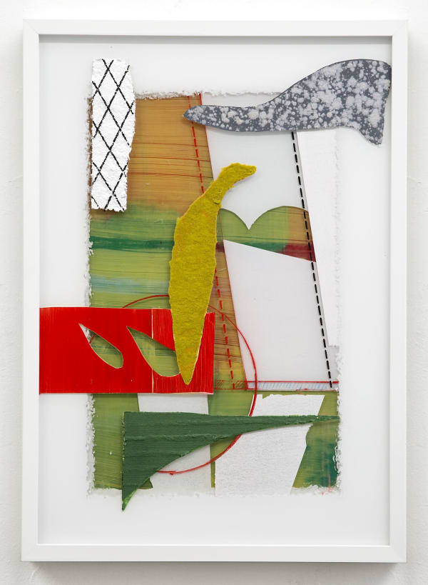 Acrylic, resin and nylon fiber on acrylic panel in wood frame