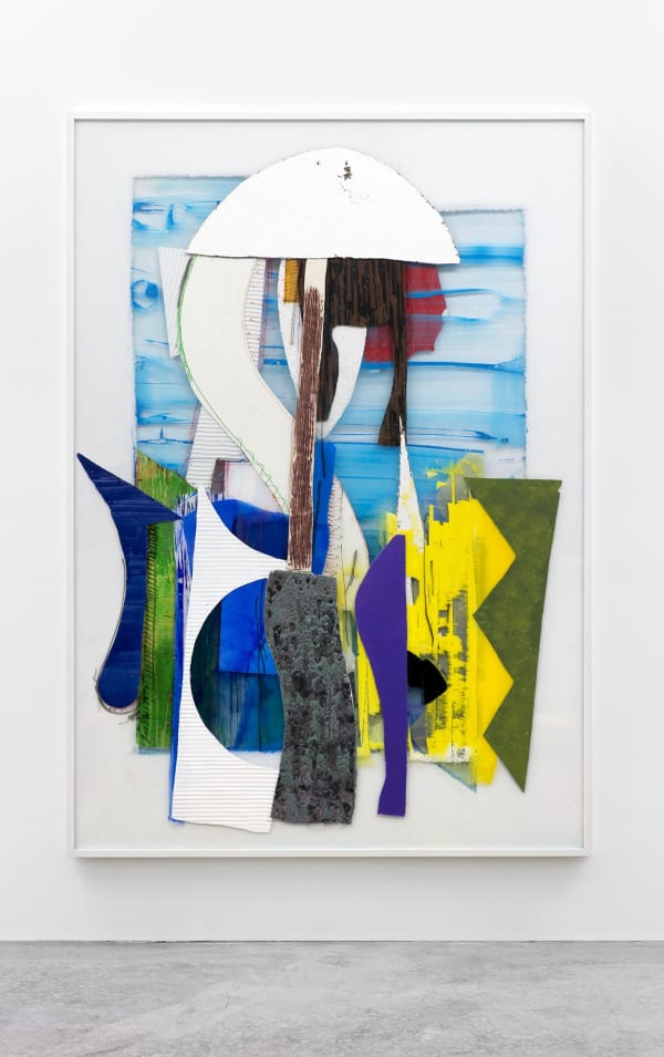 Acrylic, resin and nylon fiber on acrylic panel in wood frame