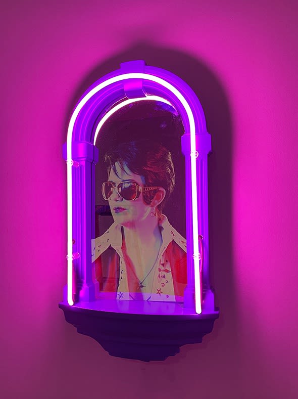 Can't Help Fallng In Love (Featuring Heidi Rider), 2022 10:34 Video Loop, Neon, Coated Polystyrene, Screen, Glass