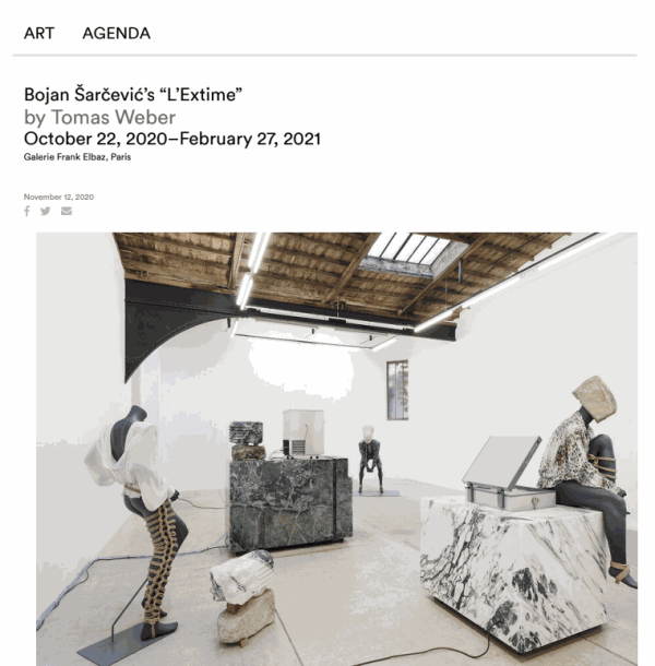 Bojan Sarcevic, L'Extime, e-flux art agenda