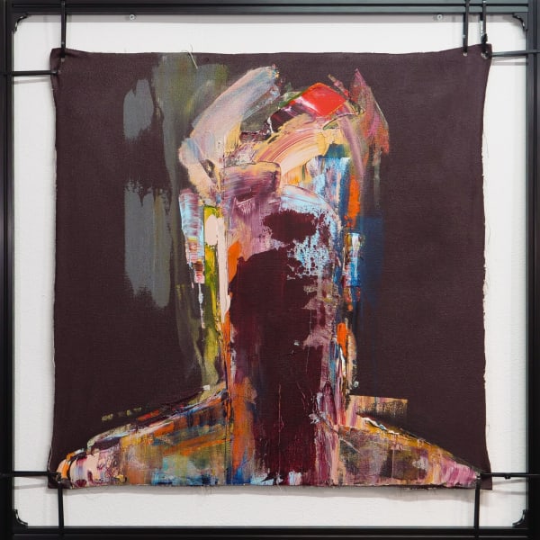 CONNECT (CB.001.2024.4) acrylic on canvas with zip tie, aluminium profile 80 x 80cm 2024