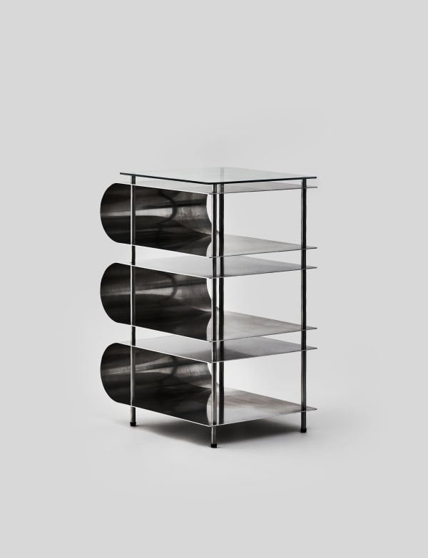 Round table stainless steel, aluminium, glass 43 x 35 x 61cm 2022