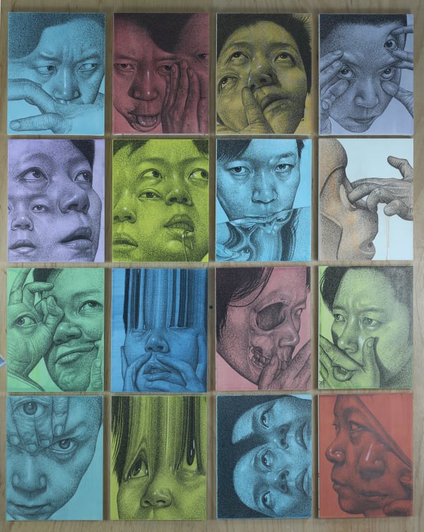 Parts 2022 acrylic, pen on canvas 41 x 32cm (each) 2022