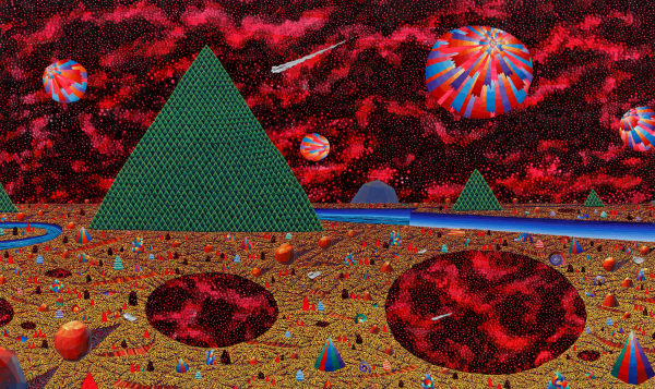 Ahn Doojin Twins of nature and figures 97.5 x 163cm oil and acrylic on canvas 2022