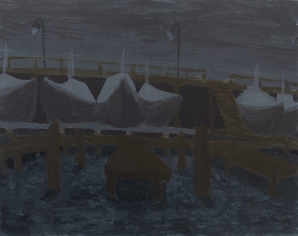 Luke Morrison Marina, 2023 Acrylic on wood panel 8h x 10w in
