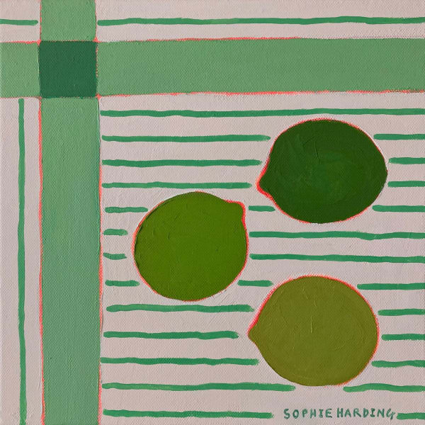 Sophie Harding, Limes on Linen Tablecloth